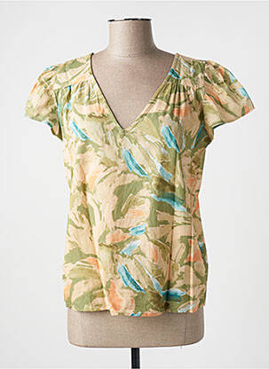 Blouse tissage popeline manches courtes vert ESPRIT femme