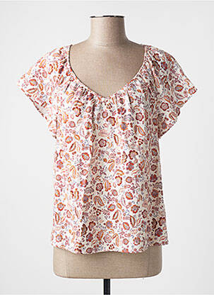 Blouse imprimé fleurs manches courtes beige C'EST BEAU LA VIE femme