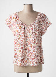 Blouse imprimé fleurs manches courtes beige C'EST BEAU LA VIE femme