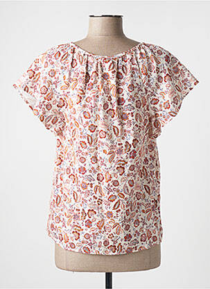 Blouse imprimé fleurs manches courtes beige C'EST BEAU LA VIE femme