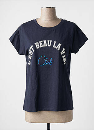 T-shirt bleu C'EST BEAU LA VIE pour femme