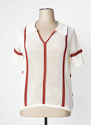 Pull coupe droite manches courtes beige ESPRIT femme