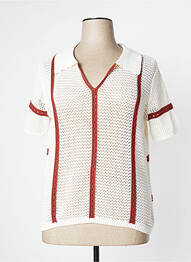 Pull finition bords-côtes manches courtes beige ESPRIT femme