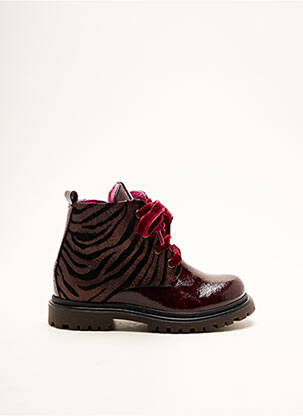 Bottines/boots tissage satiné talon bas violet LE OPH fille