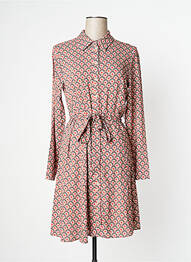 Robe mi-longue coupe fluide manches longues rouge C'EST BEAU LA VIE femme