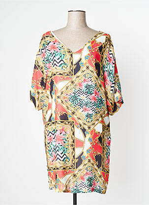 Robe mi-longue manches 3/4 manches 3/4 blanc MISS TONIC femme