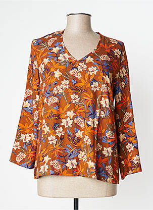 Blouse imprimé fleurs manches longues marron LE PETIT BAIGNEUR femme