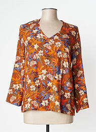 Blouse imprimé fleurs manches longues marron LE PETIT BAIGNEUR femme