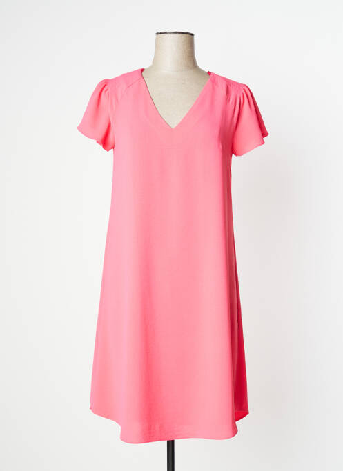 Robe mi-longue coupe fluide manches courtes rose TINTA STYLE femme