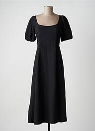 Robe mi-longue tissage crêpe manches courtes noir TIFFOSI femme