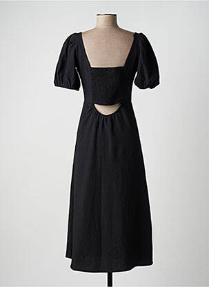 Robe mi-longue tissage crêpe manches courtes noir TIFFOSI femme