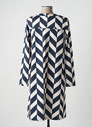 Robe mi-longue coupe fluide manches longues bleu STREET ONE femme