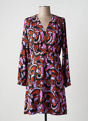 Robe courte coupe évasée manches longues violet AN' GE femme