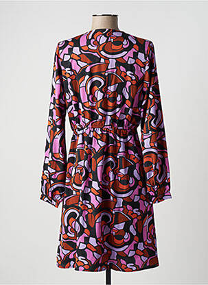 Robe courte coupe évasée manches longues violet AN' GE femme