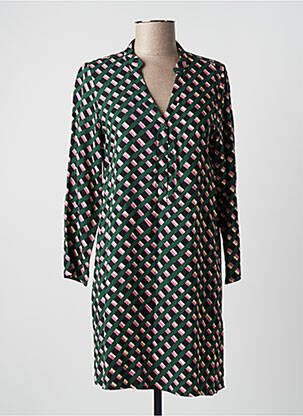 Robe courte coupe fluide manches longues vert COMPAÑIA FANTASTICA femme