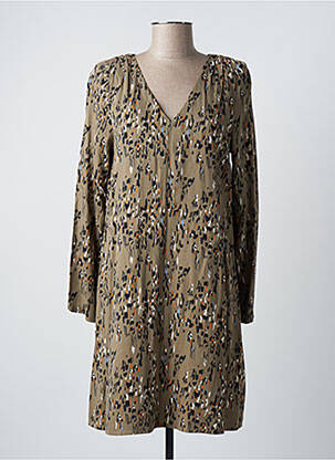 Robe mi-longue coupe fluide manches longues vert LOLA ESPELETA femme