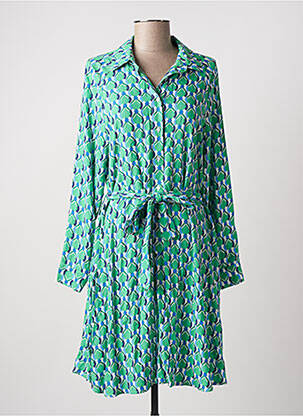 Robe mi-longue coupe fluide manches longues vert C'EST BEAU LA VIE femme