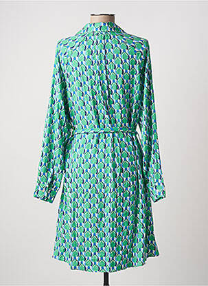Robe mi-longue coupe fluide manches longues vert C'EST BEAU LA VIE femme