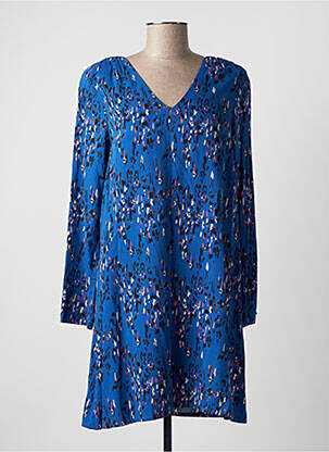 Robe mi-longue coupe fluide manches longues bleu LOLA ESPELETA femme