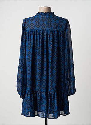 Robe courte manches longues manches longues bleu LAURE + MAX femme