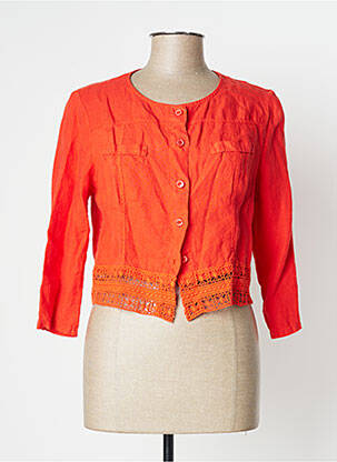Veste casual col rond orange MALOKA femme