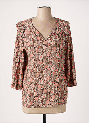 Blouse imprimé fleurs manches 3/4 marron DIANE LAURY femme