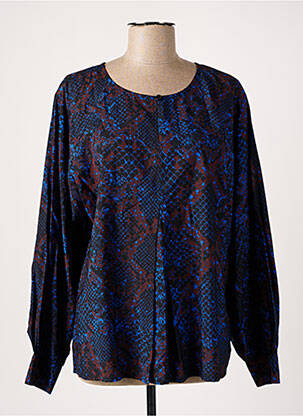 Blouse tissage popeline manches longues noir MASAI femme