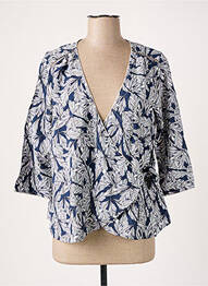 Blouse imprimé fantaisie manches 3/4 bleu CHERRY PARIS femme