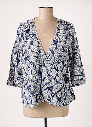 Blouse imprimé fantaisie manches 3/4 bleu CHERRY PARIS femme