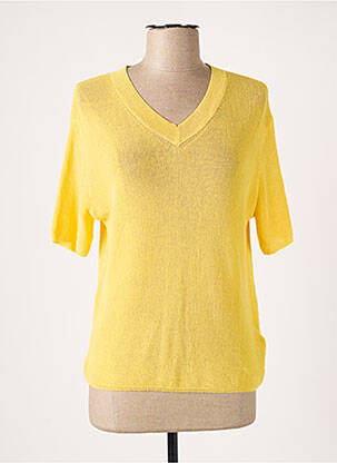 Pull finition bords-côtes manches courtes jaune COMPAÑIA FANTASTICA femme