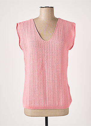 Pull finition bords-côtes manches courtes rose PRINCESSE NOMADE femme