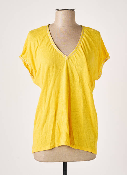 T-shirt coupe droite manches courtes jaune MALOKA femme