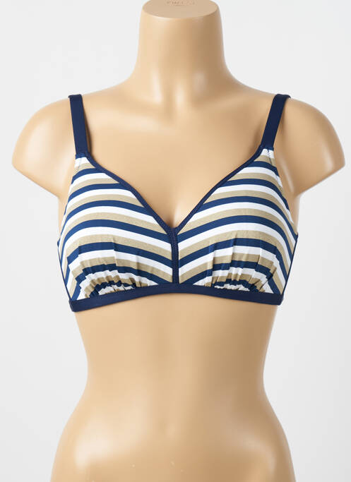 Haut de maillot de bain bretelles élastiquées ajustables haut soutien-gorge balconnet bleu ANTIGEL femme