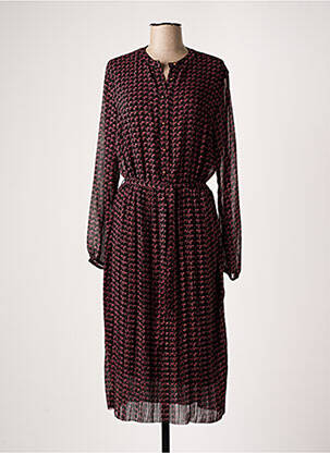 Robe mi-longue imprimé fantaisie manches longues noir YEST femme