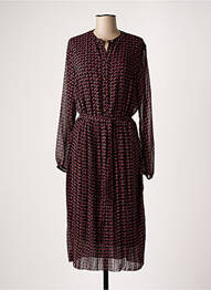 Robe mi-longue imprimé fantaisie manches longues noir YEST femme