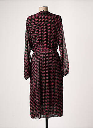 Robe mi-longue imprimé fantaisie manches longues noir YEST femme