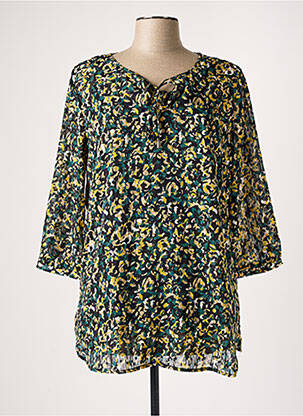 Blouse légère et transparente manches 3/4 vert YEST femme