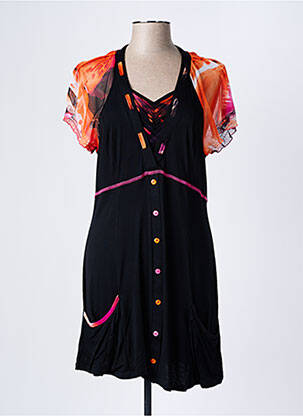 Robe mi-longue manches courtes manches courtes noir HALOGENE femme