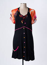 Robe mi-longue manches courtes manches courtes noir HALOGENE femme