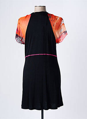 Robe mi-longue manches courtes manches courtes noir HALOGENE femme