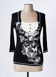 Top tissage jersey manches 3/4 noir SUZANNA femme