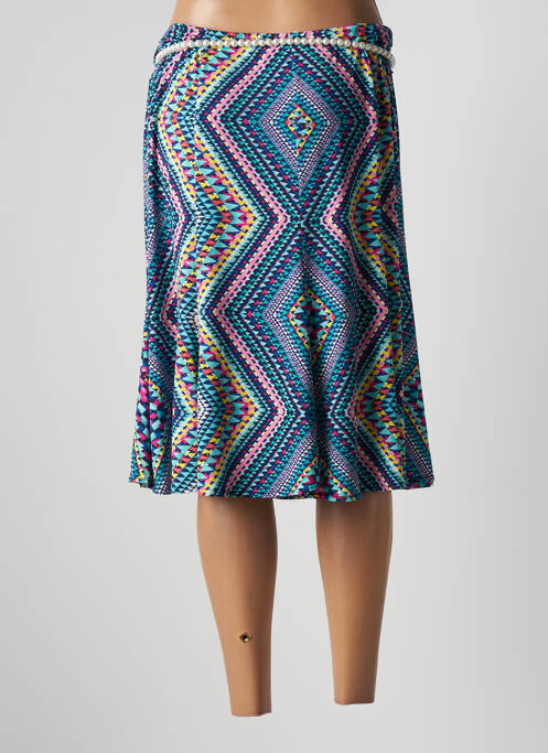 Jupe mi-longue bleu UN TEMPS POUR ELLE pour femme