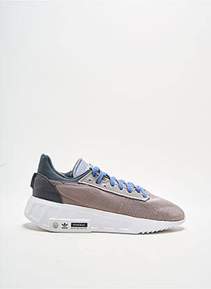 Baskets empiècements bout rond marron ADIDAS homme