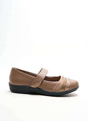 Ballerines fermeture scratch talon plat jusqu'à 3cm marron DAMART femme