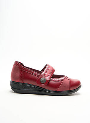 Ballerines fermeture scratch talon plat jusqu'à 3cm rouge DAMART femme