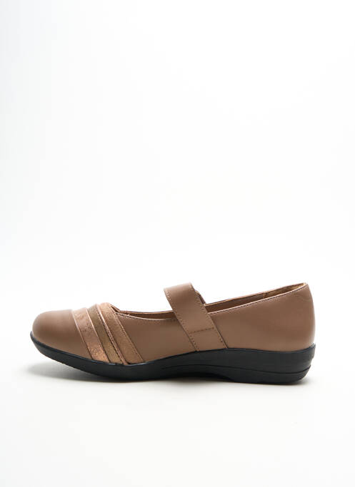 Ballerines fermeture scratch talon plat jusqu'à 3cm marron DAMART femme