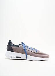 Baskets empiècements bout rond marron ADIDAS homme