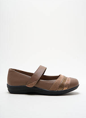 Ballerines fermeture scratch talon plat jusqu'à 3cm marron DAMART femme