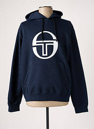 Sweat-shirt à capuche finition bords-côtes manches longues bleu SERGIO TACCHINI homme