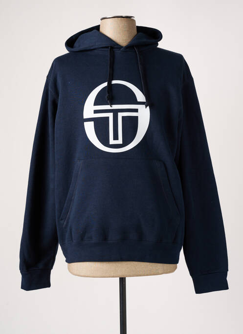 Sweat-shirt à capuche finition bords-côtes manches longues bleu SERGIO TACCHINI homme